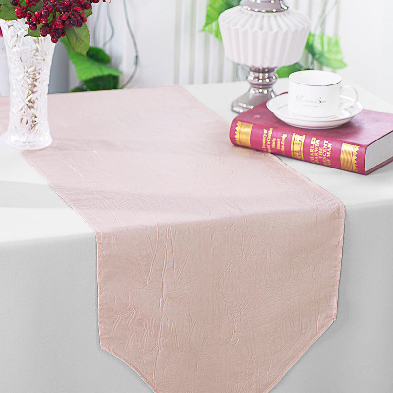 Crushed Taffeta Table Runner 13x108 Blush Pink