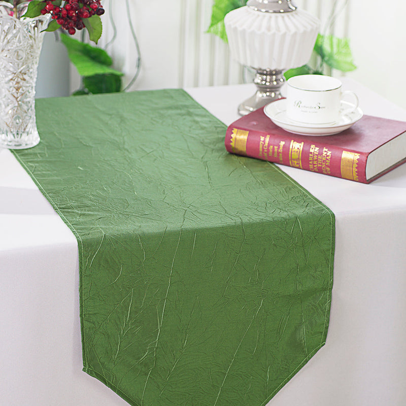 Crushed Taffeta Table Runner 13x108 Clover Green