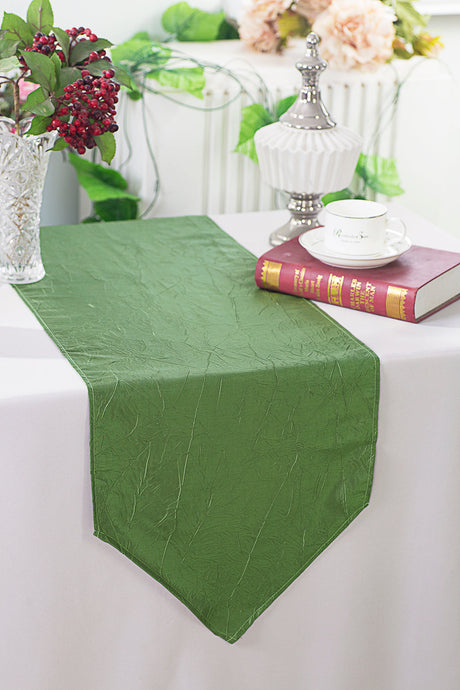 Crushed Taffeta Table Runner 13x108 Clover Green