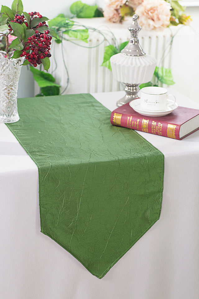 Crushed Taffeta Table Runner 13x108 Clover Green
