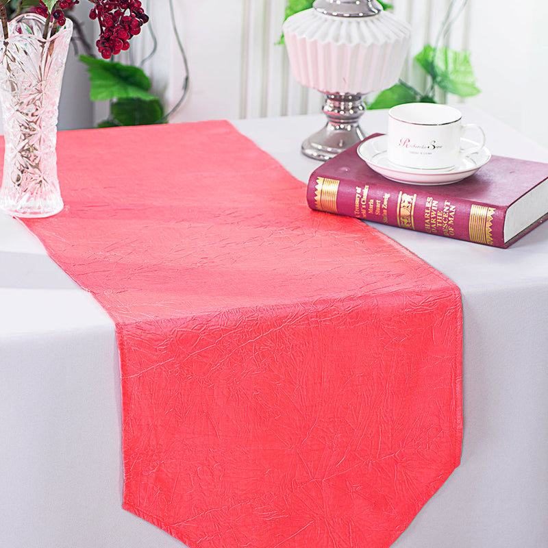 Crushed Taffeta Table Runner 13x108 Coral