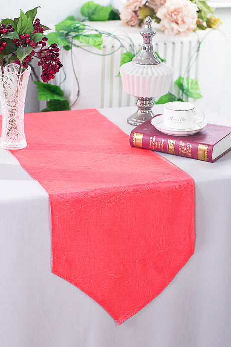 Crushed Taffeta Table Runner 13x108 Coral