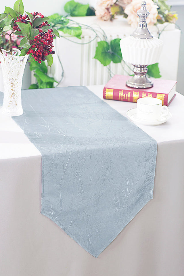 Crushed Taffeta Table Runner 13x108 Dusty Blue