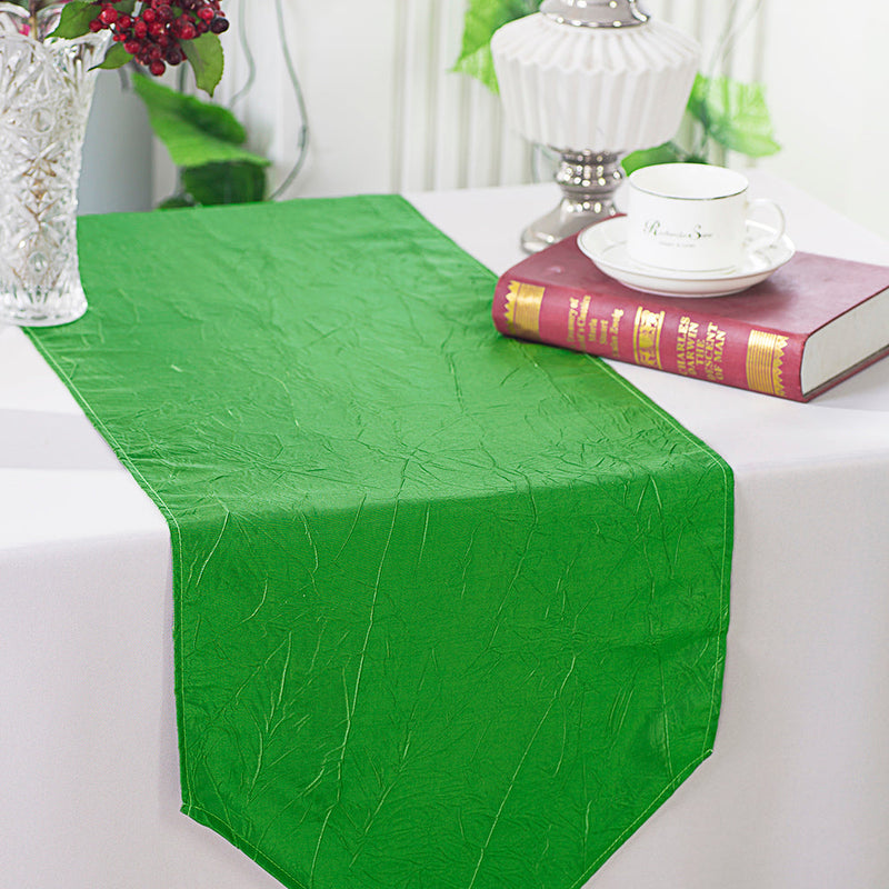 Crushed Taffeta Table Runner 13x108 Emerald Green