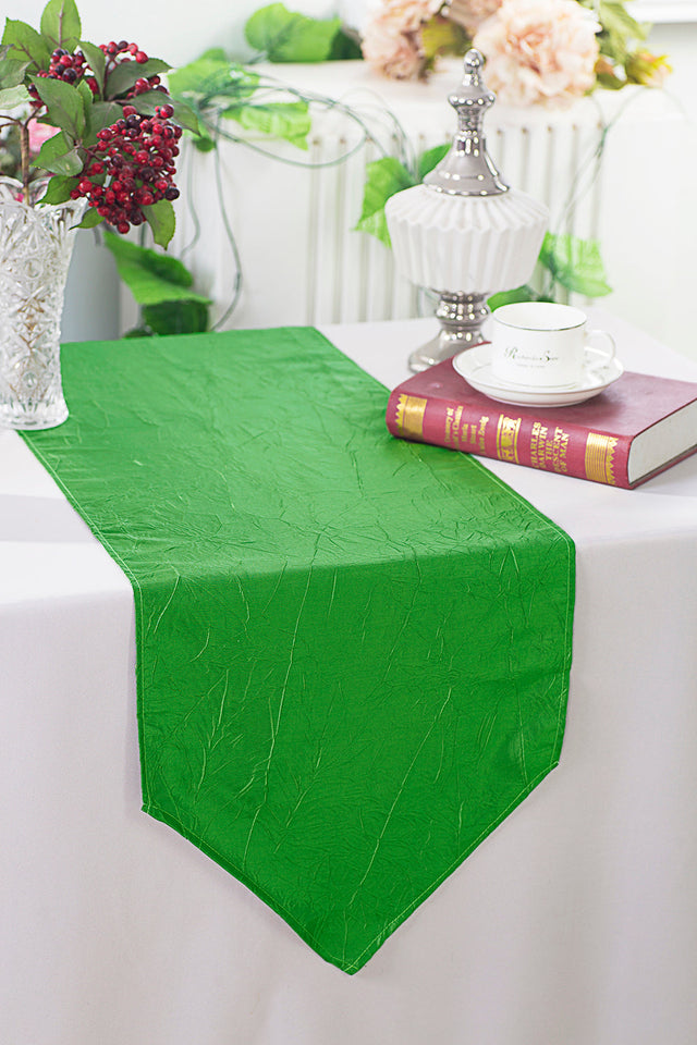 Crushed Taffeta Table Runner 13x108 Emerald Green