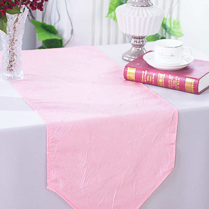 Crushed Taffeta Table Runner 13x108 Pink