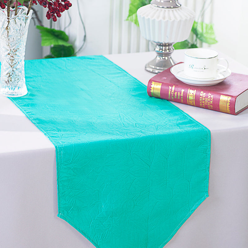 Crushed Taffeta Table Runner 13x108 Pool Blue