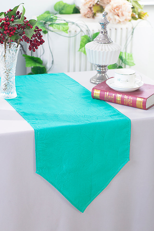 Crushed Taffeta Table Runner 13x108 Pool Blue