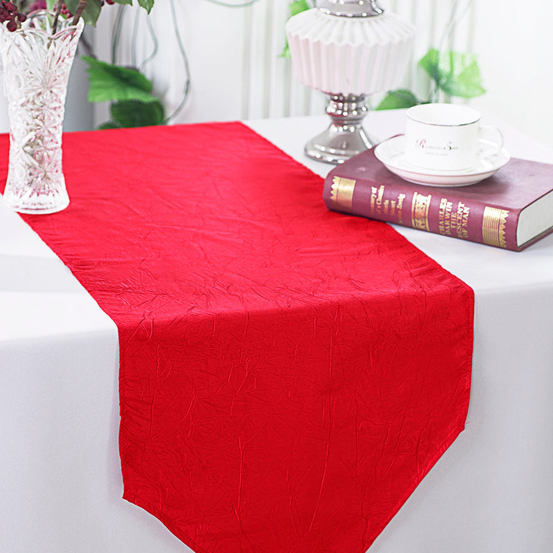Crushed Taffeta Table Runner 13x108 Red
