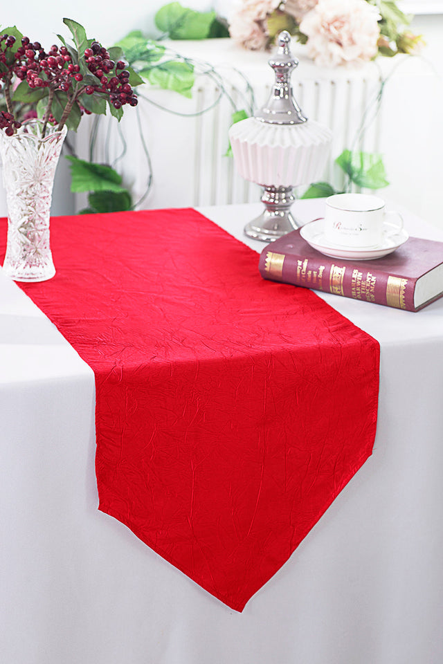 Crushed Taffeta Table Runner 13x108 Red
