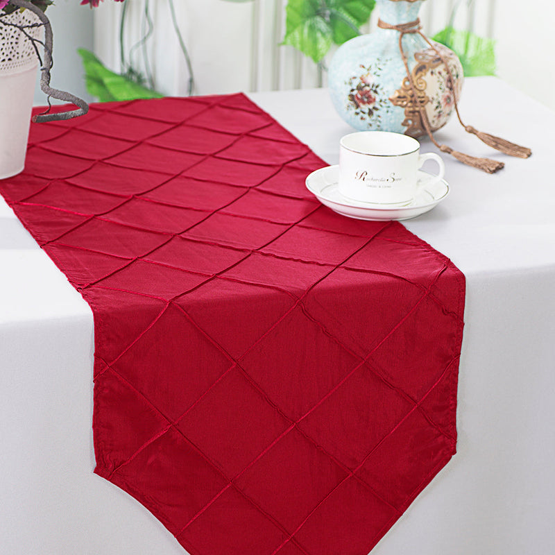 Pintuck Taffeta Table Runner 13x108 Apple Red