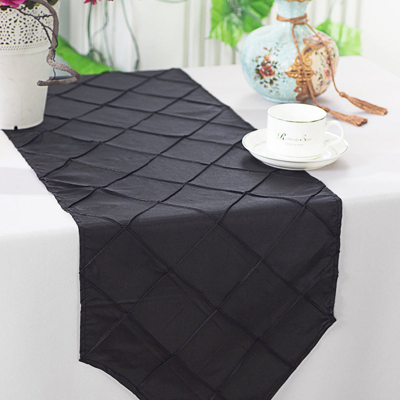 Pintuck Taffeta Table Runner 13x108 Black