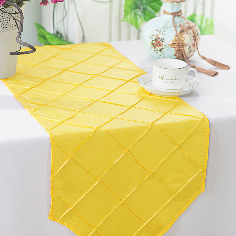 Pintuck Taffeta Table Runner 13x108 Canary Yellow