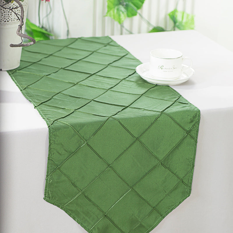 Pintuck Taffeta Table Runner 13x108 Clover Green