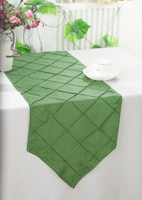 Pintuck Taffeta Table Runner 13x108 Clover Green