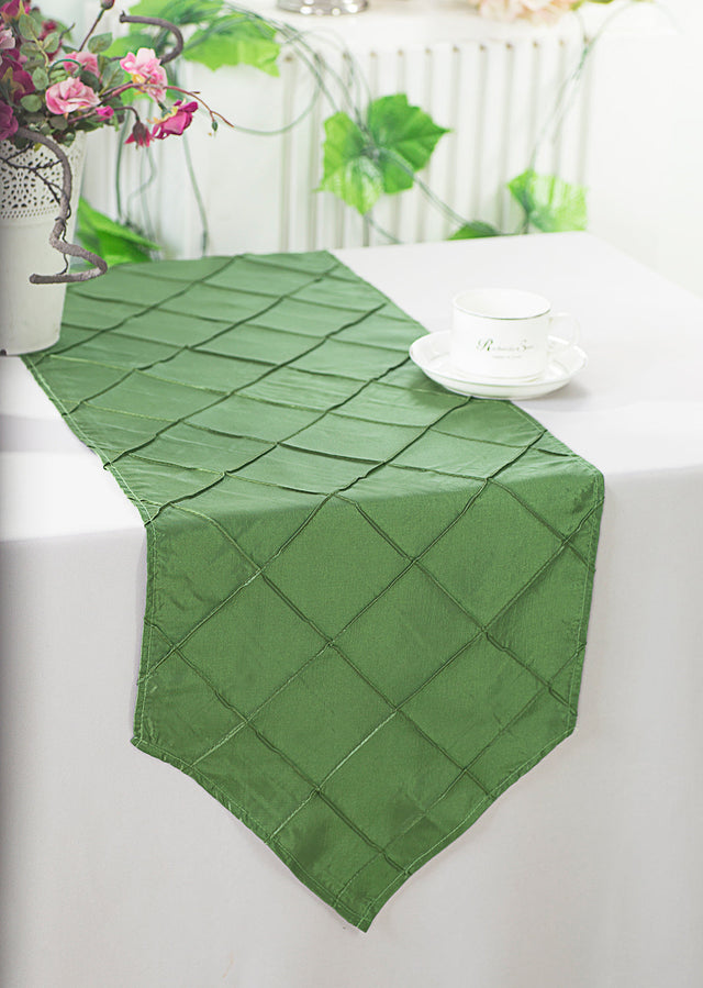 Pintuck Taffeta Table Runner 13x108 Clover Green