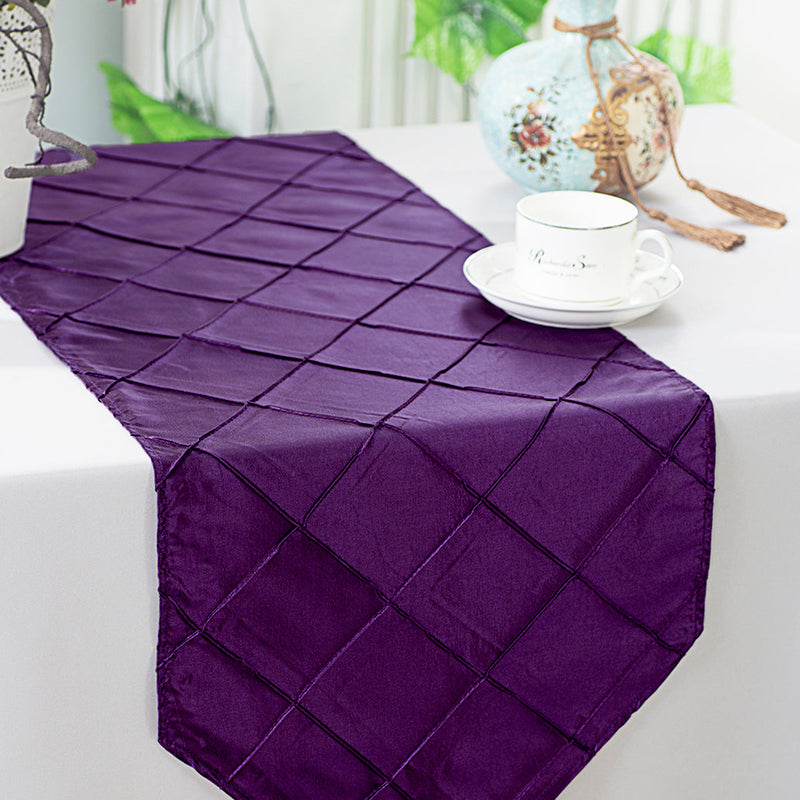 Pintuck Taffeta Table Runner 13x108 Eggplant