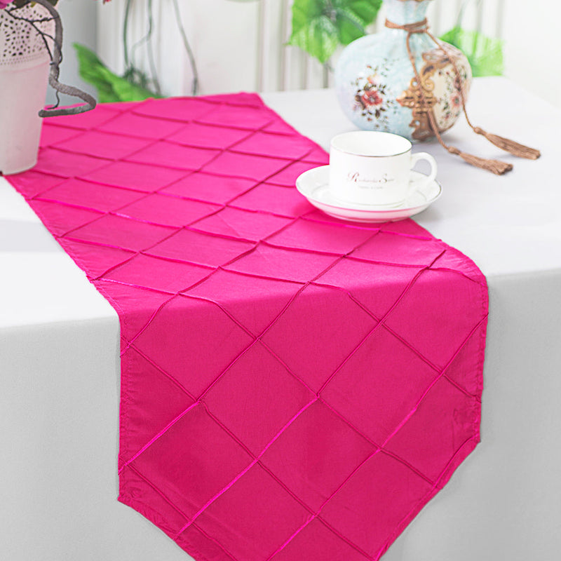 Pintuck Taffeta Table Runner 13x108 Fuchsia