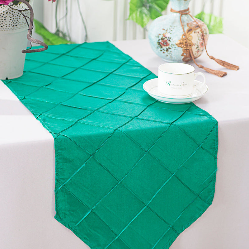 Pintuck Taffeta Table Runner 13x108 Jade