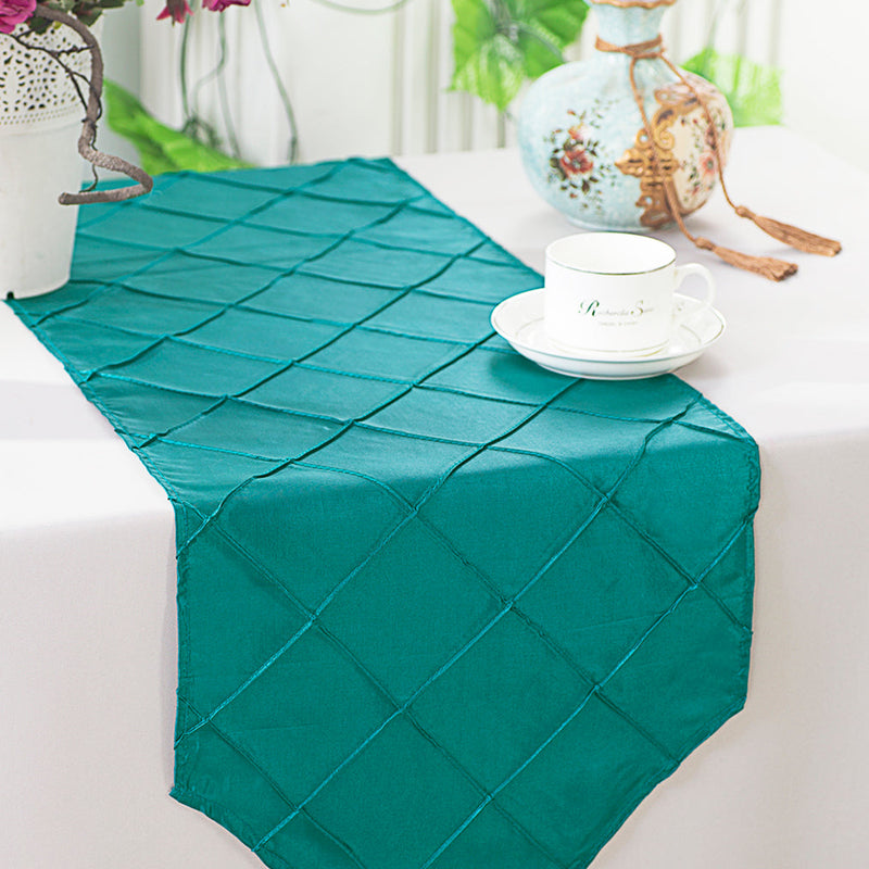 Pintuck Taffeta Table Runner 13x108 Oasis