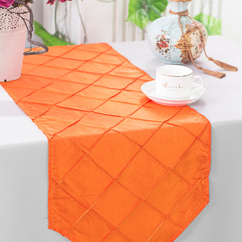 Pintuck Taffeta Table Runner 13x108 Orange