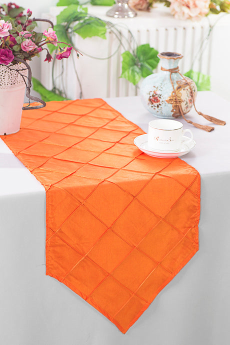 Pintuck Taffeta Table Runner 13x108 Orange