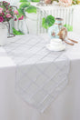Pintuck Taffeta Table Runner 13x108 Platinum/Light Silver