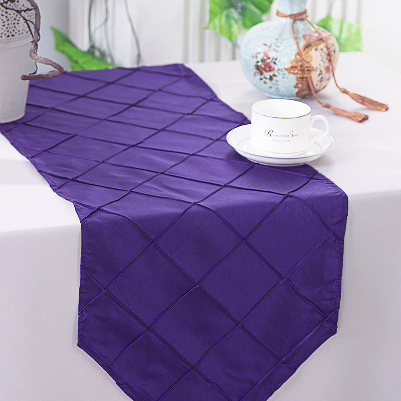 Pintuck Taffeta Table Runner 13x108 Regency Purple