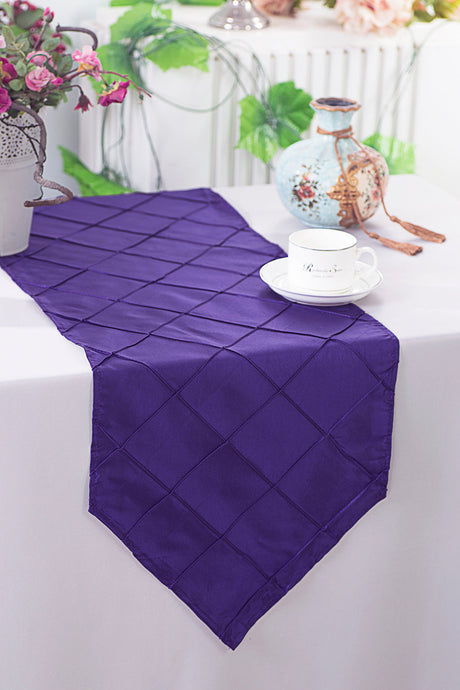 Pintuck Taffeta Table Runner 13x108 Regency Purple