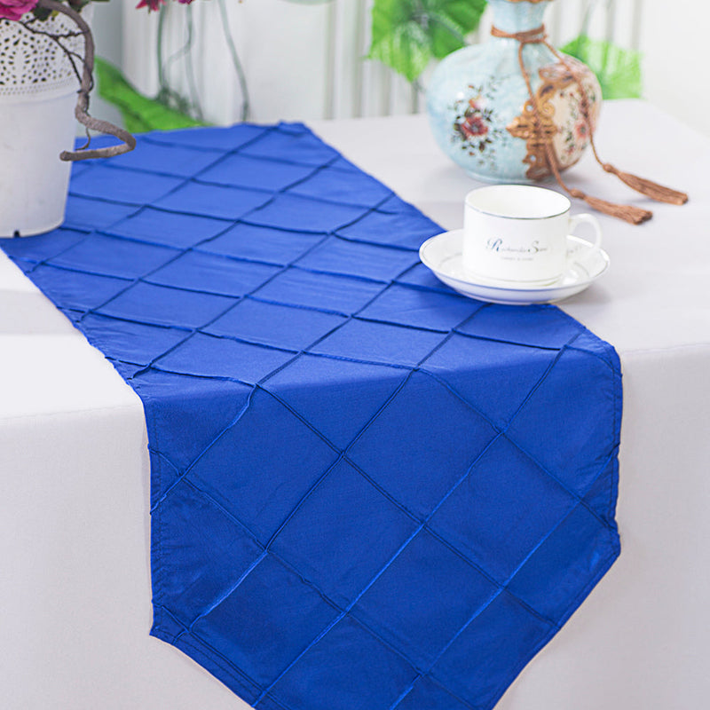 Pintuck Taffeta Table Runner 13x108 Royal Blue