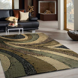Geometric Shag Thick Design Area Rug - Shag Rug Fabric - Gray/Black Geometric Pattern, 2" Pile, 7'6" X 10'3" (1 Piece)