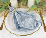 Cloth Dinner Napkins Chenille Shimmer Metallic Jacquard Velvet 20x20 Dusty Blue