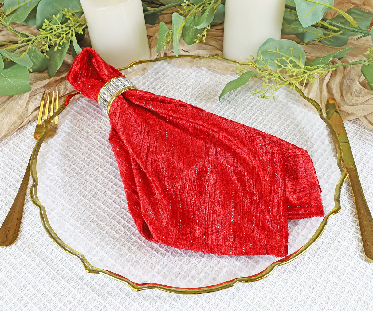 Velvet Dinner Napkins 20x20 Red
