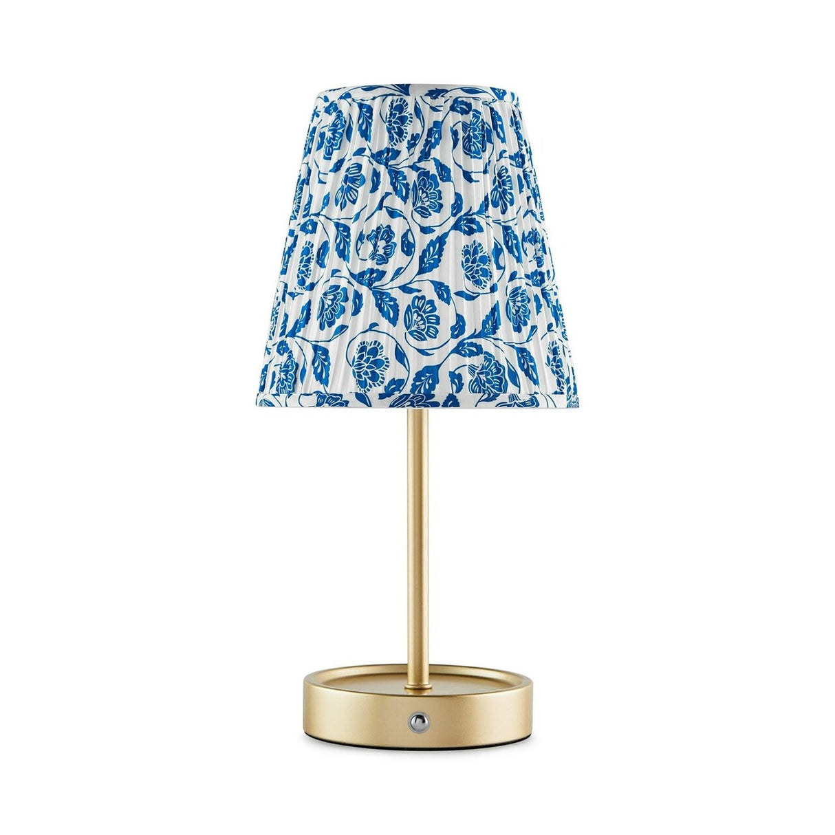 Mainstays 13" Rechargeable Metal Accent Lamp w/Pleated Blue & White Floral Shade - Dimmable