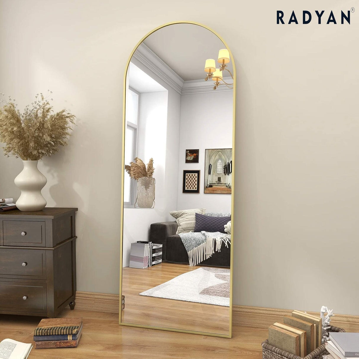 Vlush Full Length Mirror, 65"x22" with Aluminum Frame (Gold)