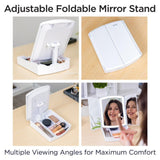 iHome iCVS30 Portable Tri-Fold Lighted Vanity Mirror with Makeup Organizer – Three Color Light Modes