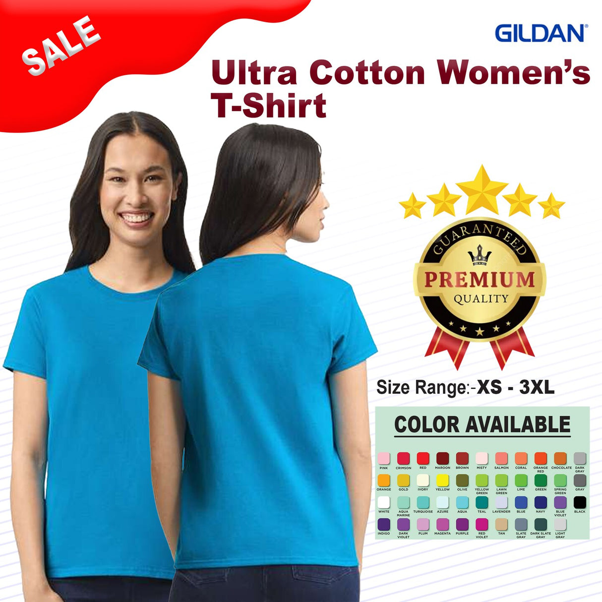 Gildan® Ultra Cotton Women’s Crewneck Short Sleeve T-Shirt