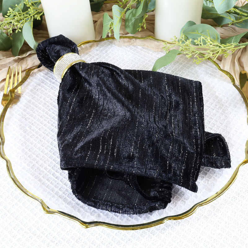 20"x20" Chenille Shimmer Metallic Jacquard Velvet Napkins 10 Piece Pack