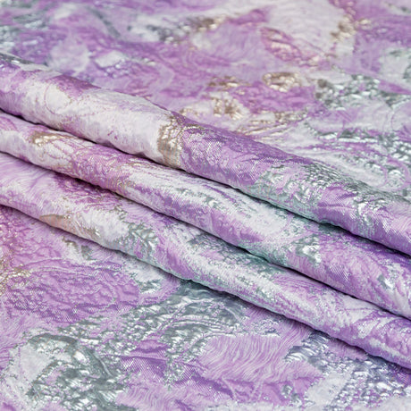 Metallic Golden Egg, African Violet and Winsome Orchid Abstract Luxury Brocade