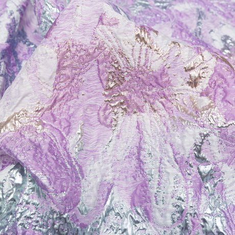 Metallic Golden Egg, African Violet and Winsome Orchid Abstract Luxury Brocade