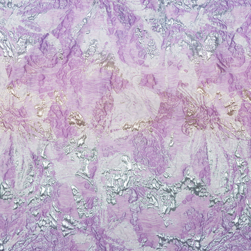Metallic Golden Egg, African Violet and Winsome Orchid Abstract Luxury Brocade