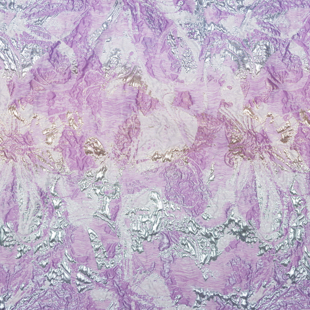 Metallic Golden Egg, African Violet and Winsome Orchid Abstract Luxury Brocade