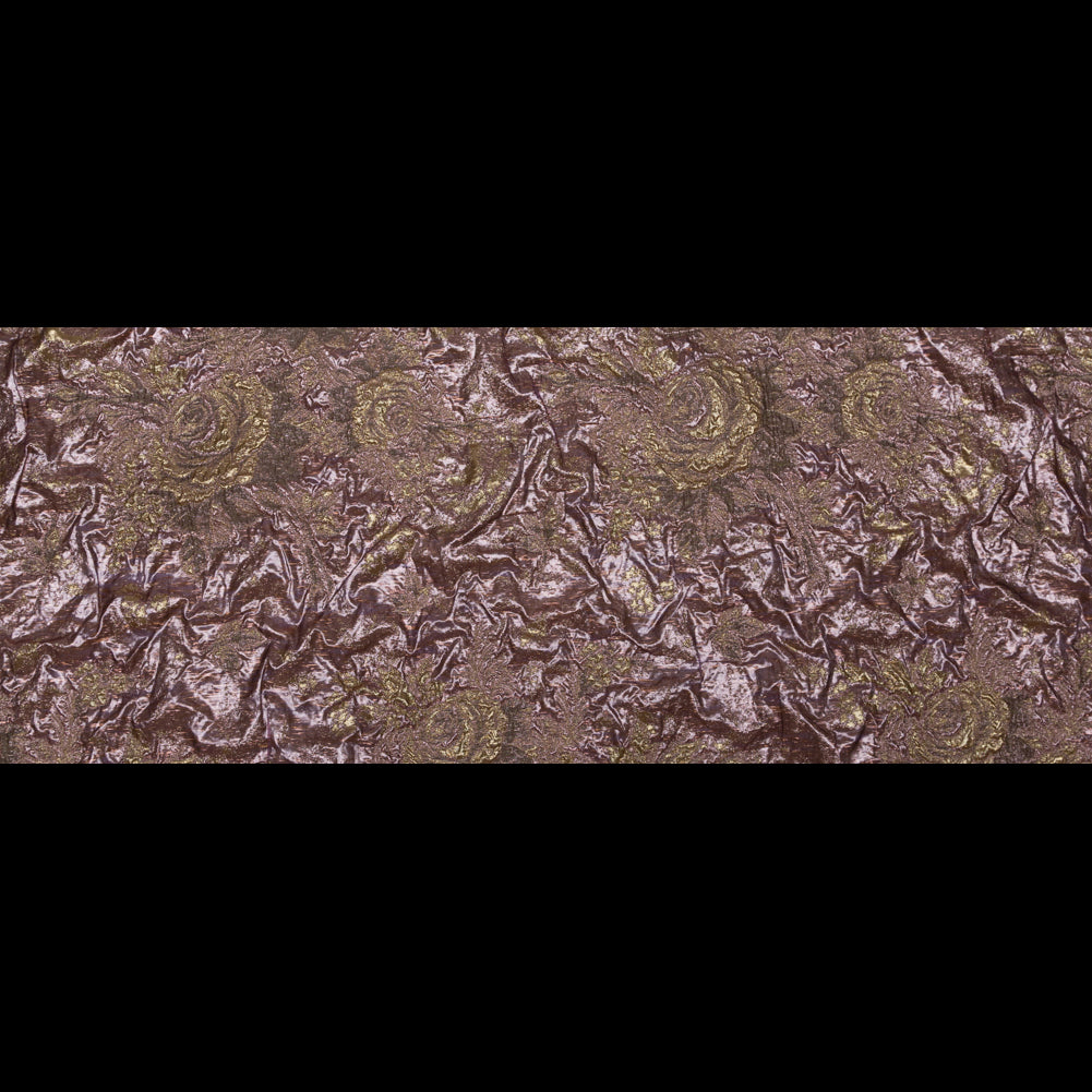 Metallic Mauve Wine and Golden Egg Floral Luxury Double Layer Organza Brocade
