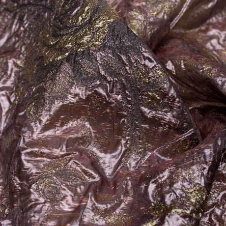 Metallic Mauve Wine and Golden Egg Floral Luxury Double Layer Organza Brocade