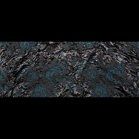 Metallic Gibraltar Sea and Black Floral Luxury Double Layer Organza Brocade
