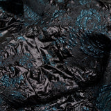Metallic Gibraltar Sea and Black Floral Luxury Double Layer Organza Brocade