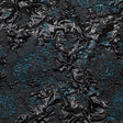 Metallic Gibraltar Sea and Black Floral Luxury Double Layer Organza Brocade