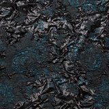 Metallic Gibraltar Sea and Black Floral Luxury Double Layer Organza Brocade