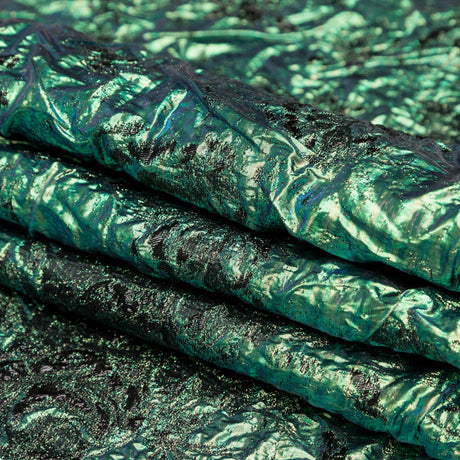 Metallic Verdant Green and Black Floral Luxury Double Layer Organza Brocade