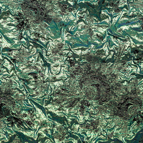 Metallic Verdant Green and Black Floral Luxury Double Layer Organza Brocade